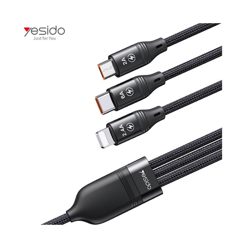 YESIDO CA73 3in1 Lightning, Typ C und Micro 5A Fast Charge 1.2 Meter Ladekabel