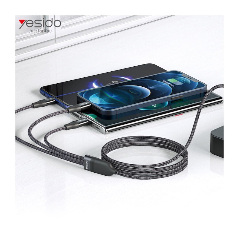 YESIDO CA73 3in1 Lightning, Typ C und Micro 5A Fast Charge 1.2 Meter Ladekabel