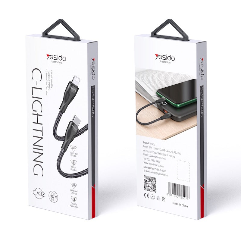 YESIDO CA82 Typ C zu Lightning 30cm Ladekabel