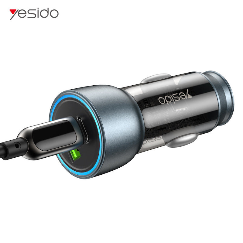 YESIDO Y49 Typ C und 2x USB Auto Ladegerät mit Ladefunktion