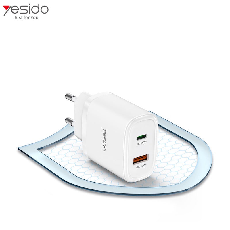 YESIDO YC47 Typ C und USB Ladegerät Adapter mit Typ C zu Lightning Kabel
