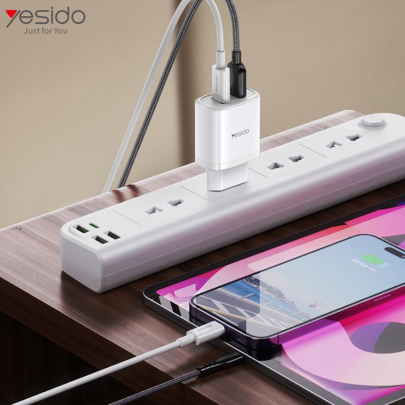 YESIDO YC47 Typ C und USB Ladegerät Adapter mit Typ C zu Lightning Kabel