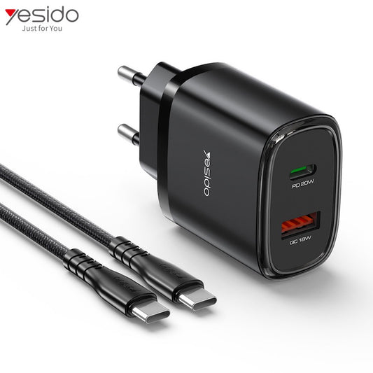 YESIDO YC50 Typ C und USB Ladegerät mit Typ C zu Typ C Kabel
