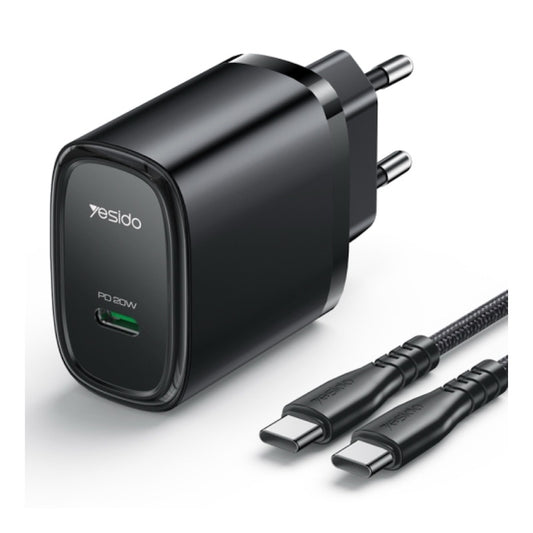 YESIDO YC57BC Typ C Ladegerät Adapter mit Typ C zu Typ C Kabel