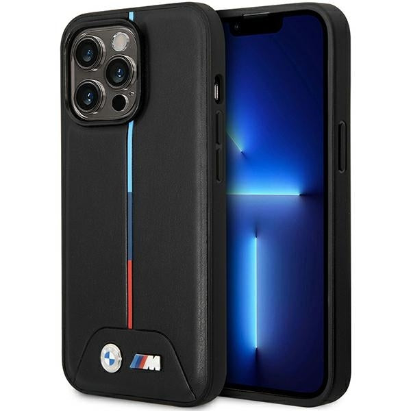BMW Magsafe Handy Hülle Case Quilted Tricolor für iPhone 15 Pro Schwarz