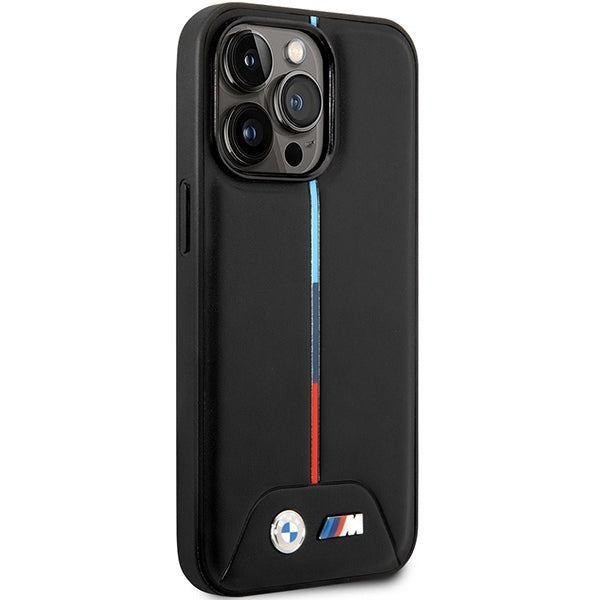 BMW Magsafe Handy Hülle Case Quilted Tricolor für iPhone 15 Pro Schwarz