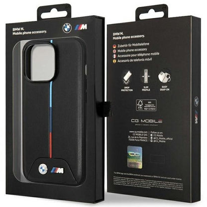 BMW Magsafe Handy Hülle Case Quilted Tricolor für iPhone 15 Pro Schwarz