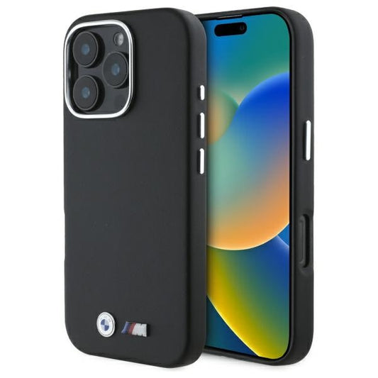 BMW Handy Hülle M Smooth Full Wrapped Metall Magsafe Hard Case für iPhone 16 Pro Schwarz