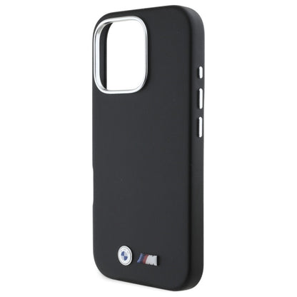 BMW Handy Hülle M Smooth Full Wrapped Metall Magsafe Hard Case für iPhone 16 Pro Schwarz