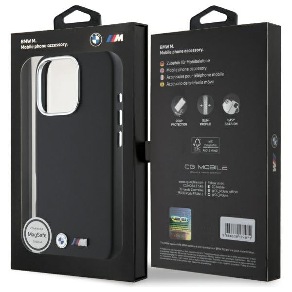 BMW Handy Hülle M Smooth Full Wrapped Metall Magsafe Hard Case für iPhone 16 Pro Schwarz