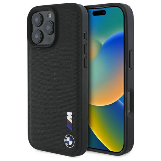 BMW Handy Hülle Smooth Rubber Logo Hard Case für iPhone 16 Pro Max Schwarz
