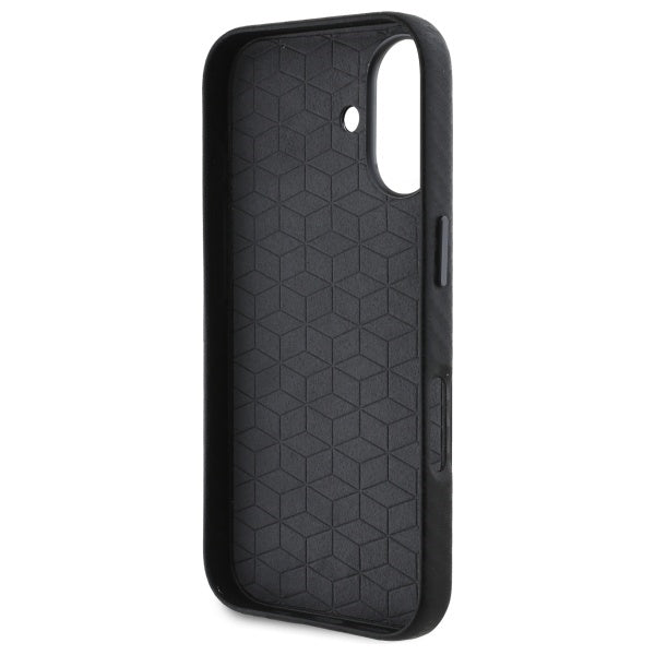 BMW Handy Hülle Carbon Wrapped Metall Hard Case für iPhone 16 Schwarz