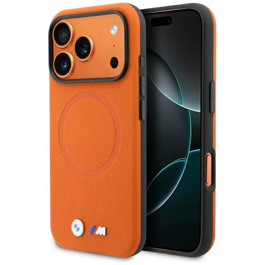 BMW Handy Hülle M FW Logo Metall Magsafe Case für iPhone 17 Pro Orange