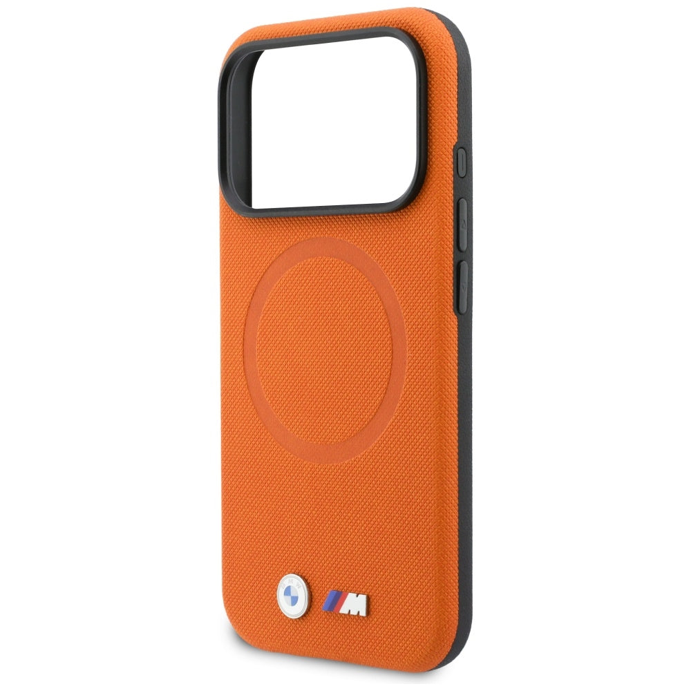 BMW Handy Hülle M FW Logo Metall Magsafe Case für iPhone 17 Pro Max Orange