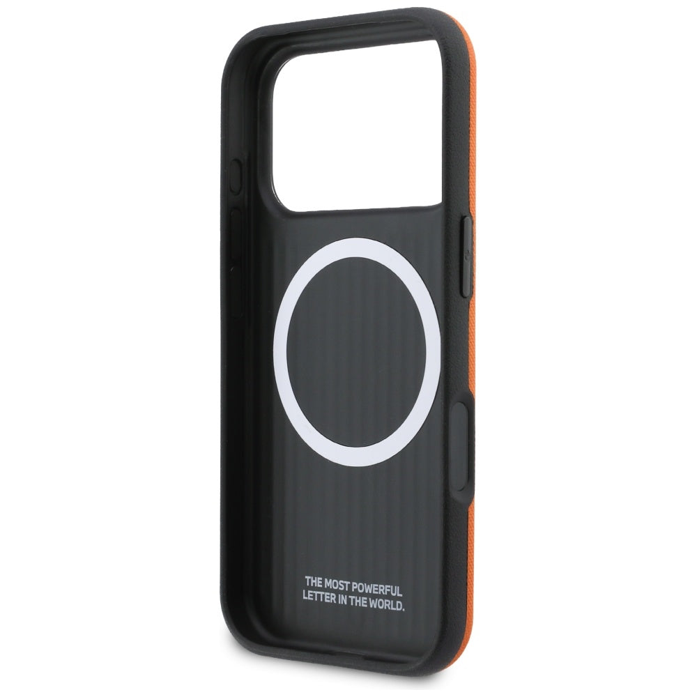 BMW Handy Hülle M FW Logo Metall Magsafe Case für iPhone 17 Pro Max Orange