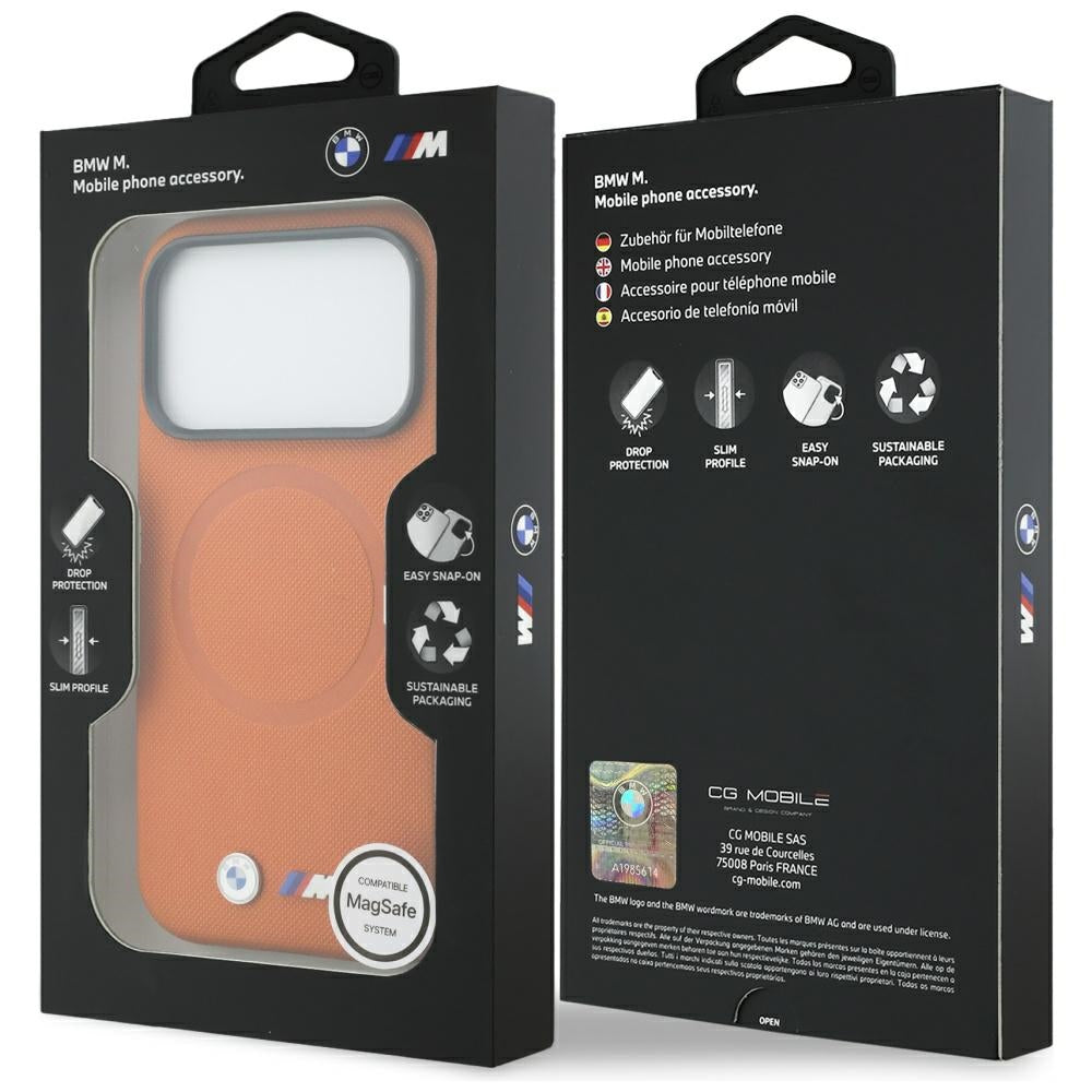 BMW Handy Hülle M FW Logo Metall Magsafe Case für iPhone 17 Pro Orange
