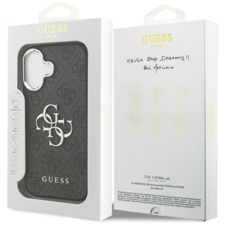 GUESS Handy Hülle Case 4G Big Metall Logo für iPhone 17 Schwarz