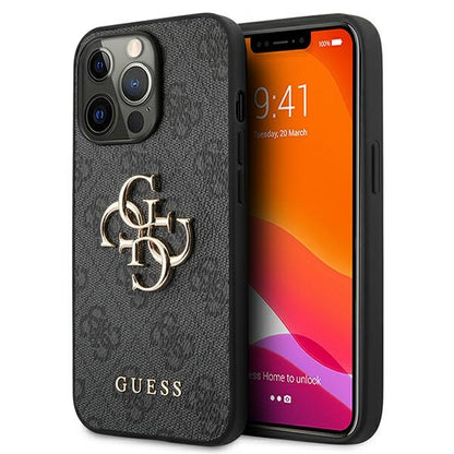 GUESS Handy Hülle Case 4G Big Metall Logo für iPhone 13 / 14 / 15 Schwarz