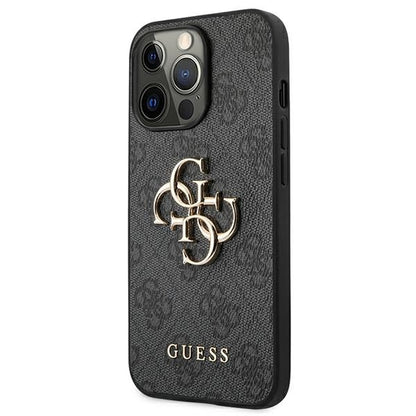 GUESS Handy Hülle Case 4G Big Metall Logo für iPhone 13 / 14 / 15 Schwarz
