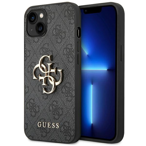 GUESS Handy Hülle Case 4G Big Metall Logo für iPhone 14 Pro Schwarz
