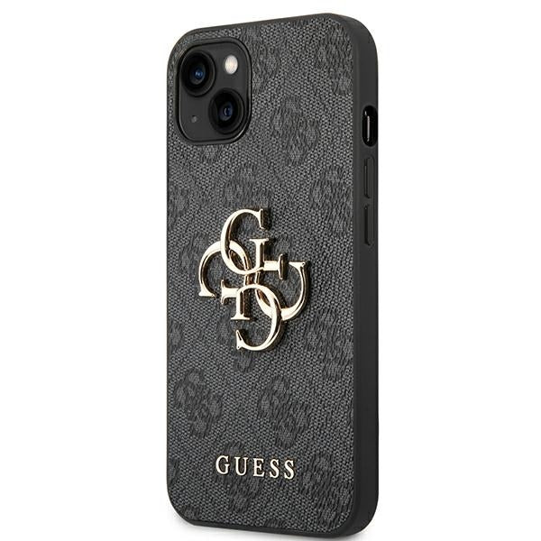 GUESS Handy Hülle Case 4G Big Metall Logo für iPhone 14 Pro Schwarz
