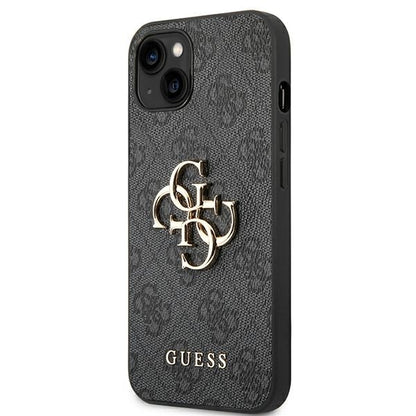 GUESS Handy Hülle Case 4G Big Metall Logo für iPhone 14 Pro Schwarz