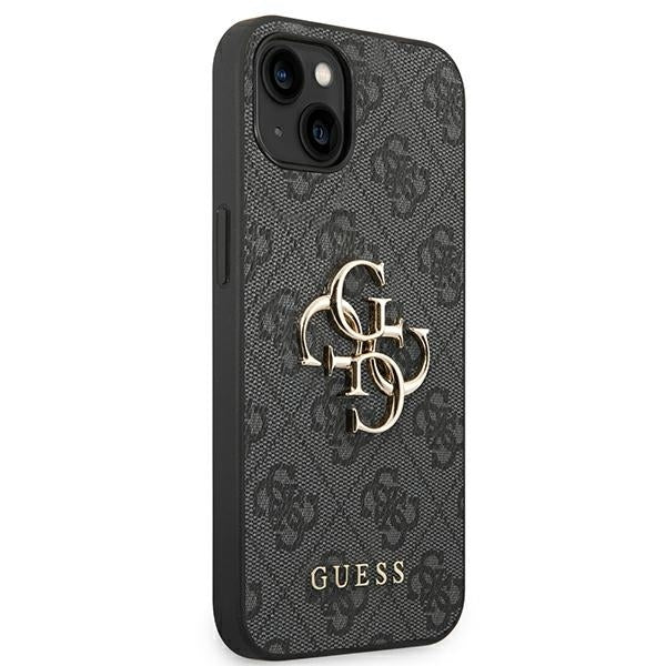 GUESS Handy Hülle Case 4G Big Metall Logo für iPhone 14 Pro Schwarz