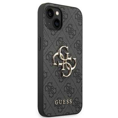 GUESS Handy Hülle Case 4G Big Metall Logo für iPhone 14 Pro Schwarz