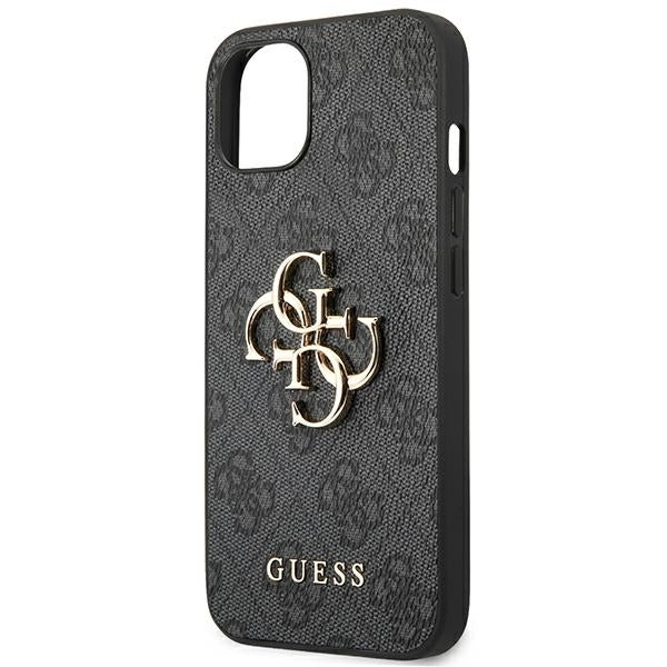 GUESS Handy Hülle Case 4G Big Metall Logo für iPhone 14 Pro Schwarz