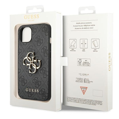GUESS Handy Hülle Case 4G Big Metall Logo für iPhone 14 Pro Schwarz