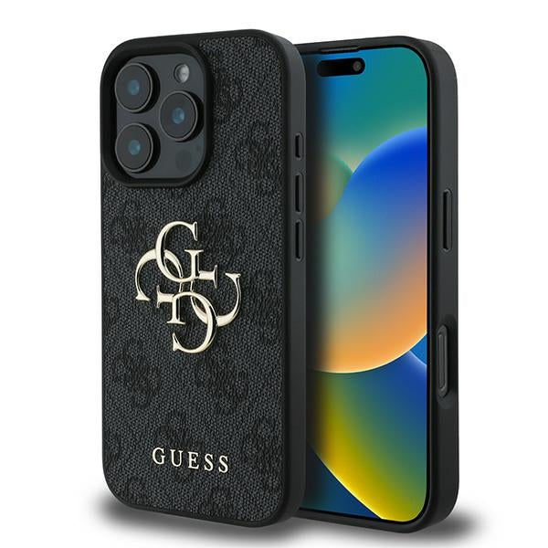 GUESS Handy Hülle 4G Big Logo Hard Case für iPhone 16 Pro Schwarz