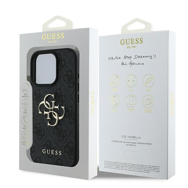 GUESS Handy Hülle 4G Big Logo Hard Case für iPhone 16 Pro Schwarz