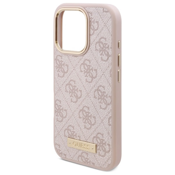 GUESS Handy Hülle 4G Logo Plate Magsafe Hard Case für iPhone 16 Pro Max Pink