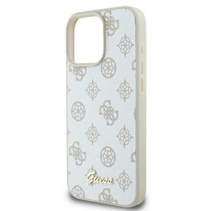 GUESS Handy Hülle Peoy Script Logo Magsafe Case für iPhone 16 Pro Weiß