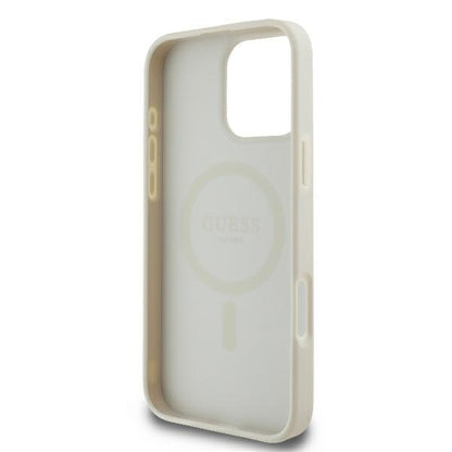 GUESS Handy Hülle Peoy Script Logo Magsafe Case für iPhone 16 Pro Weiß