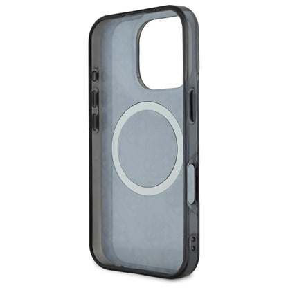GUESS Handy Hülle IML Peony On 4G Background Magsafe Case für iPhone 16 Pro Max Schwarz