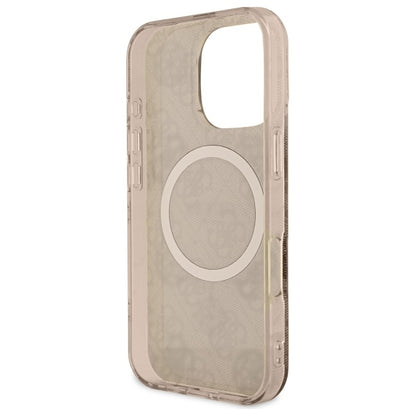 GUESS Handy Hülle IML Peony On 4G Background Magsafe Case für iPhone 16 Pro Max Braun
