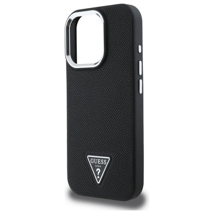 GUESS Handy Hülle Grained Triangle Magsafe Hard Case für iPhone 16 Pro Max Schwarz