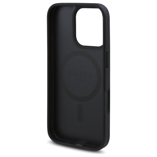 GUESS Handy Hülle 4G Flowers Print Magsafe Hard Case für iPhone 16 Pro Max Schwarz