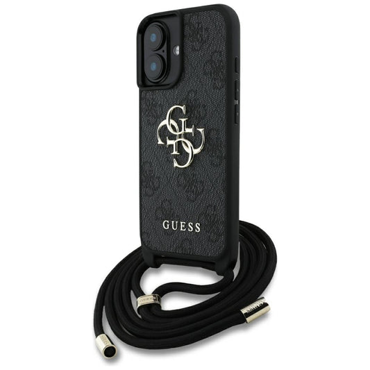GUESS Crossbody Cord Handy Hülle Case 4G Big Metal Logo für iPhone 16 Schwarz