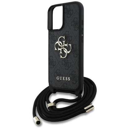 GUESS Crossbody Cord Handy Hülle Case 4G Big Metal Logo für iPhone 16 Schwarz