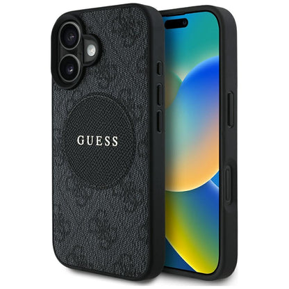 GUESS Handy Hülle Case 4G Circle Logo Magsafe für iPhone 16 Schwarz