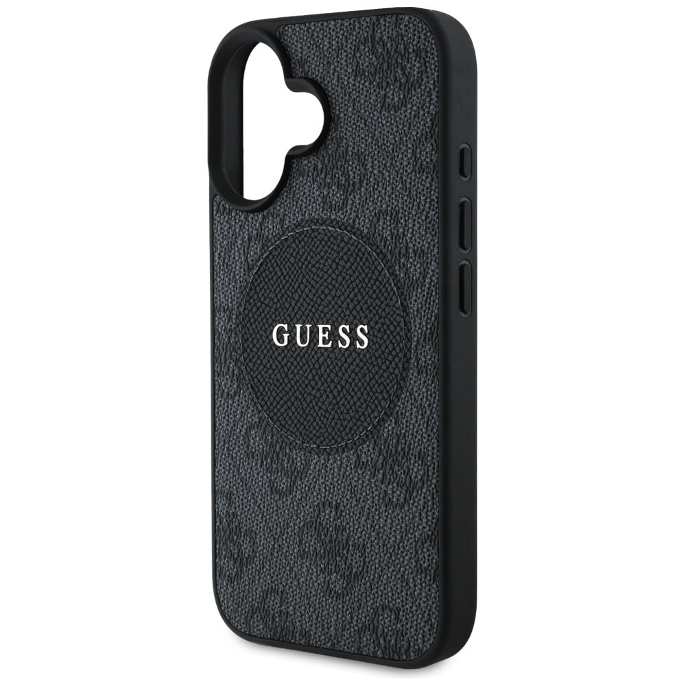 GUESS Handy Hülle Case 4G Circle Logo Magsafe für iPhone 16 Schwarz