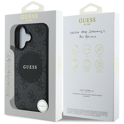 GUESS Handy Hülle Case 4G Circle Logo Magsafe für iPhone 16 Pro Max Braun