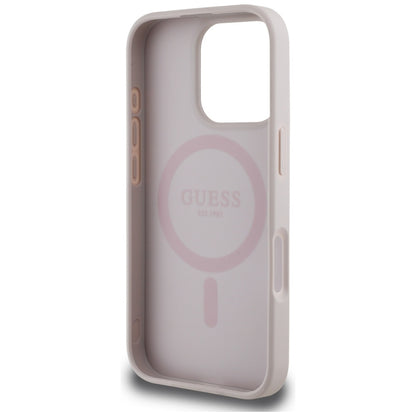GUESS Handy Hülle Case 4G Circle Logo Magsafe für iPhone 16 Pro Rosa