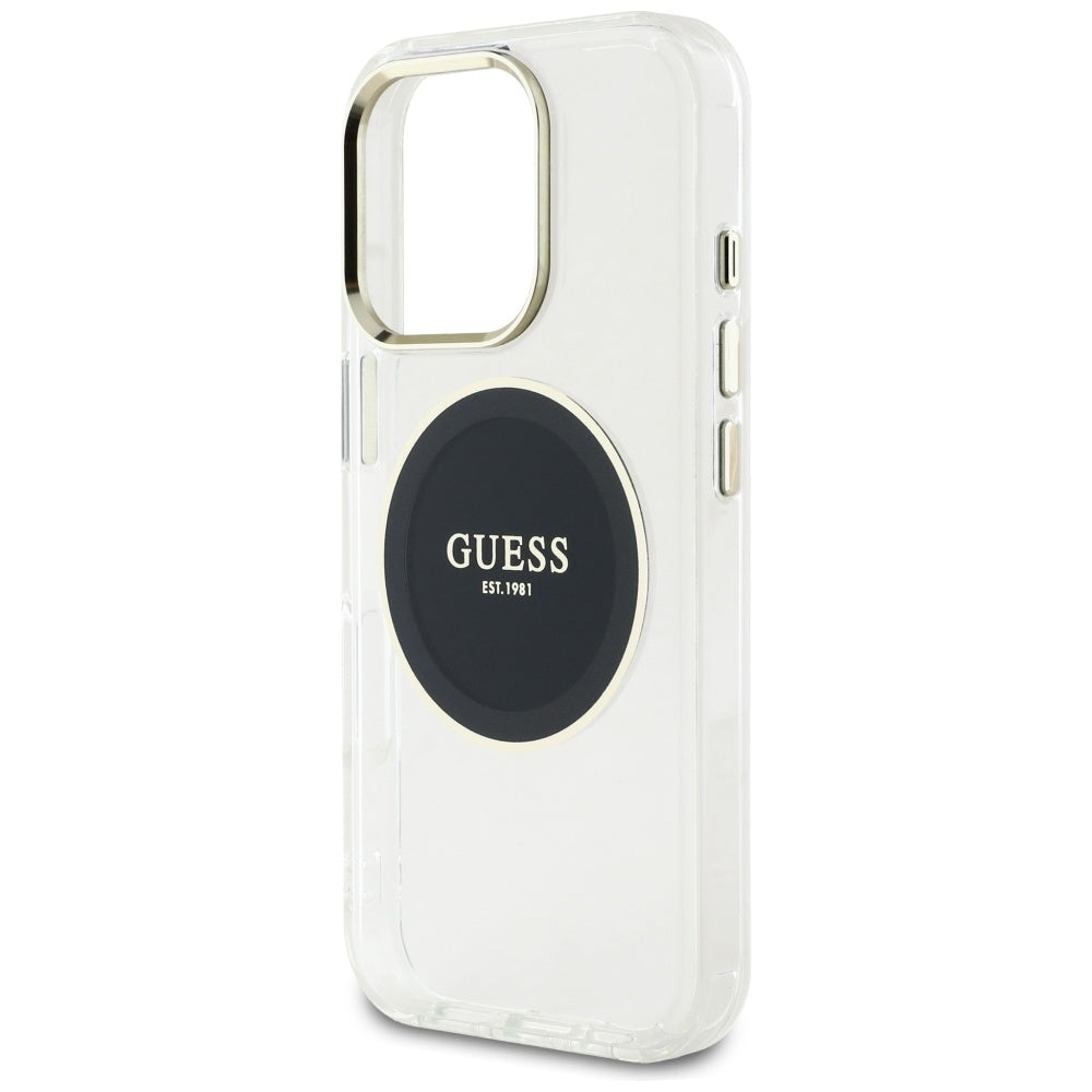 GUESS Handy Hülle IML Metall Colored Circle Classic Logo Magsafe Case für iPhone 16 Pro