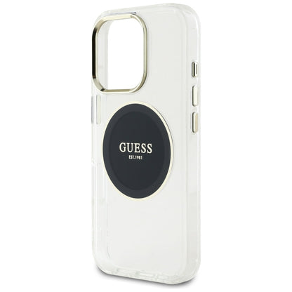 GUESS Handy Hülle IML Metall Colored Circle Classic Logo Magsafe Case für iPhone 16 Pro