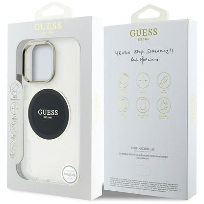 GUESS Handy Hülle IML Metall Colored Circle Classic Logo Magsafe Case für iPhone 16 Pro Max
