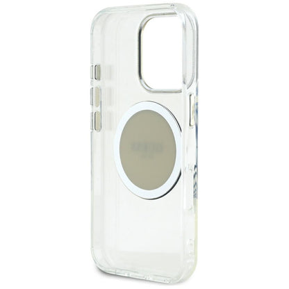 GUESS Handy Hülle IML Metall Colored Circle Classic Logo Magsafe Case für iPhone 16 Pro Max Weiß