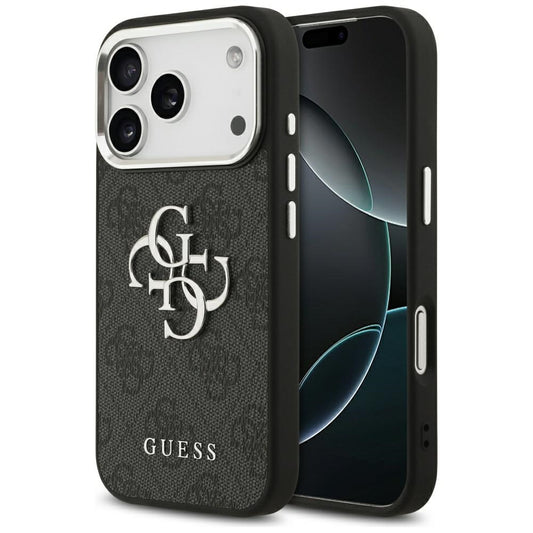 GUESS Handy Hülle Case 4G Big Metall Logo für iPhone 17 Pro Schwarz